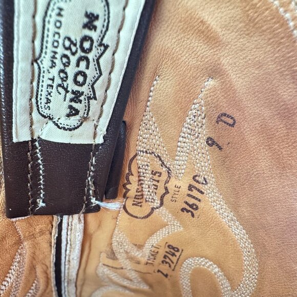 Nocona Men Size 9D Brown Leather Pull On Cowboy Western Boot - Picture 12 of 14